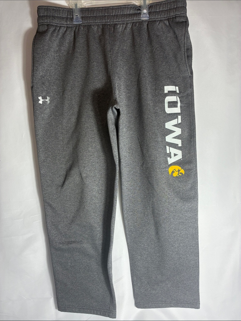 Under Armour Gray Fleece Iowa Hawkeye Sweatpants Men’s XL Open Bottom